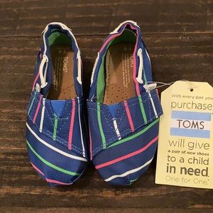 NWT Toms Blue Stripe Tiny Bimini Alpargata Size 6